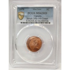 CANADA 1979 . ONE 1 CENT . ERROR . DOUBLE STRUCK